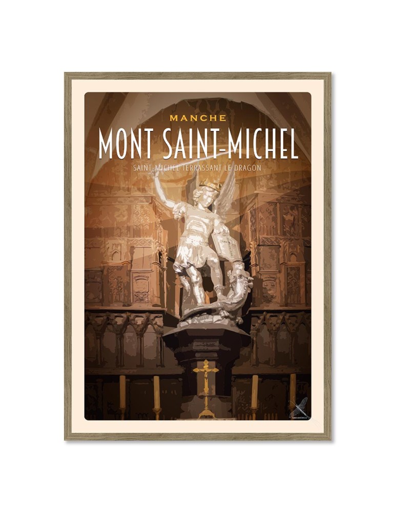 Mont-Saint-Michel - Saint Michel Terrassant Le Dragon - Poster affiche – image encadrée