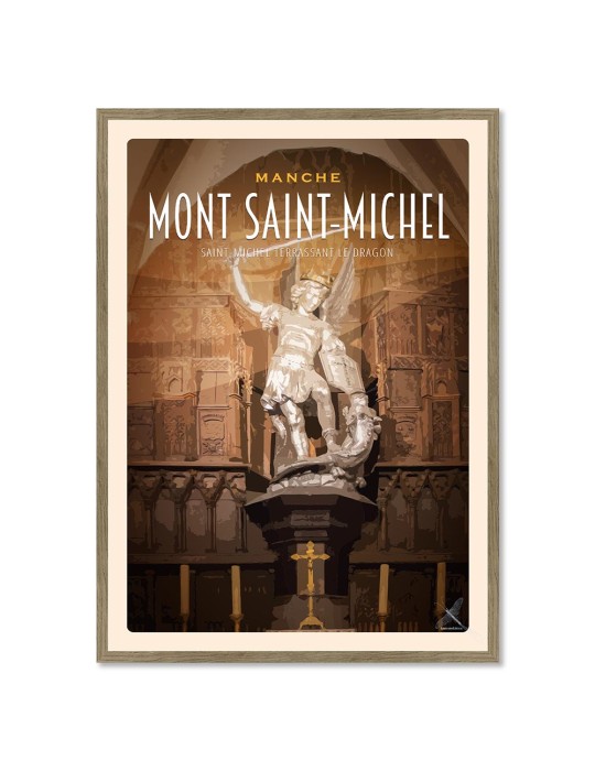 Mont-Saint-Michel - Saint Michel Terrassant Le Dragon - Poster affiche – image encadrée