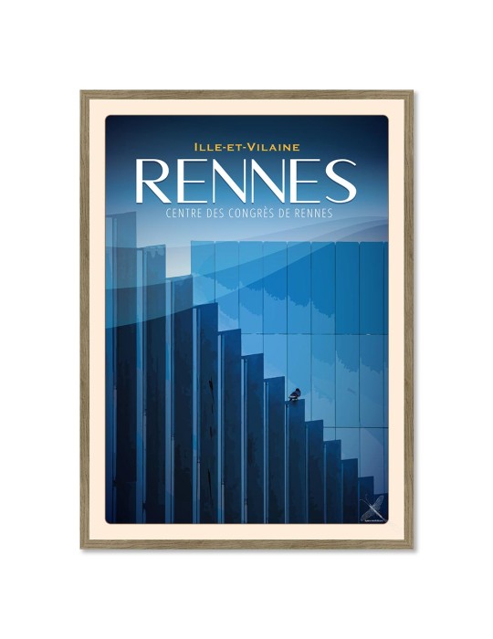 Rennes - Centre des Congrès - Poster affiche – image encadrée