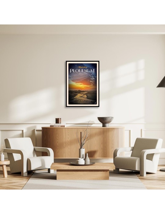 Plouescat - Baie Du Kernic "sunset" - Poster affiche – image encadrée