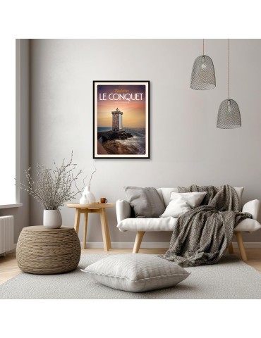 Le Conquet - Phare de Kermorvan "en soirée" - Poster affiche – image encadrée 2