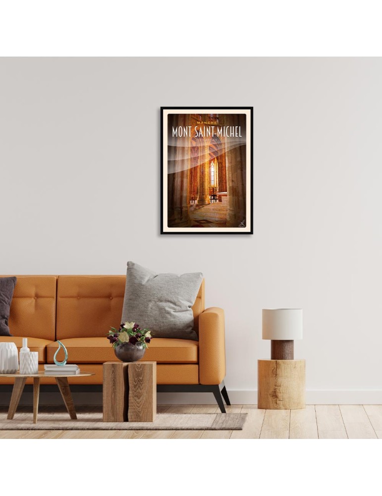 Mont-Saint-Michel - Colonnes Eglise Abbatiale - Poster affiche – image encadrée