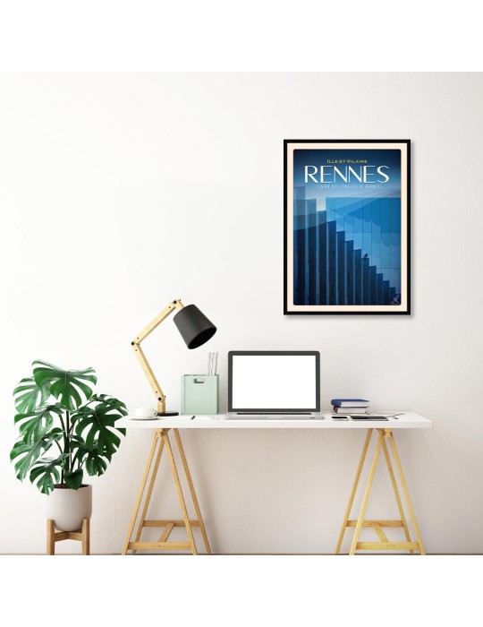 Rennes - Centre des Congrès - Poster affiche – image encadrée