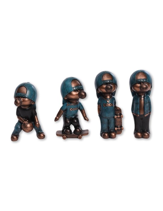 Lot de 4 sculptures résine 18cm – 04.802D