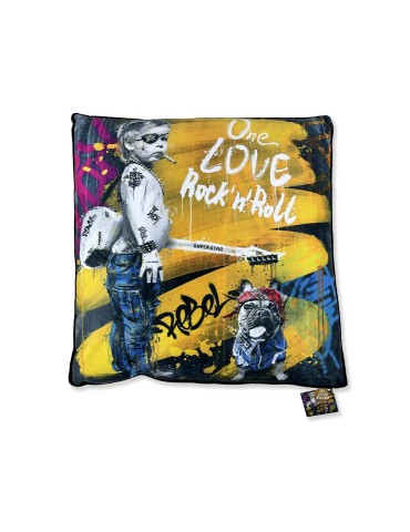 Le Petit Rockeur et son Chien - Romaric - Coussin